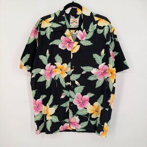 Vintage Pineapple Juice Hawaiian Shirt Men Size M Button Up Floral Tropical USA